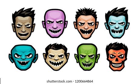 Monsters set. Halloween concept. Cartoon vector illustration