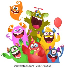 Сartoon monsters set. Halloween party invitation or poster. Great for package design. Vector illustration