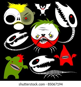 monsters set on a black background