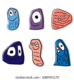 Monsters set on white background vetor illustration