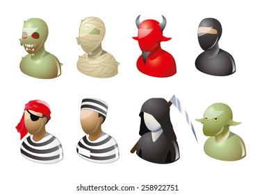 Monsters set vector icon