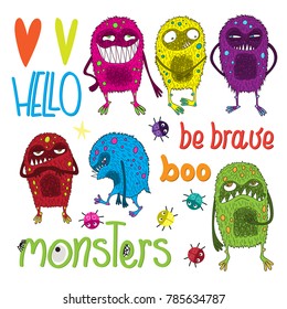 Monsters set, vector illustration