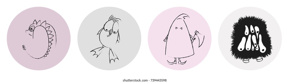 monsters sketch Halloween vector