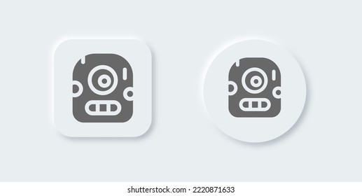 Monsters solid icon in neomorphic design style. Cute character signs vector illustration.