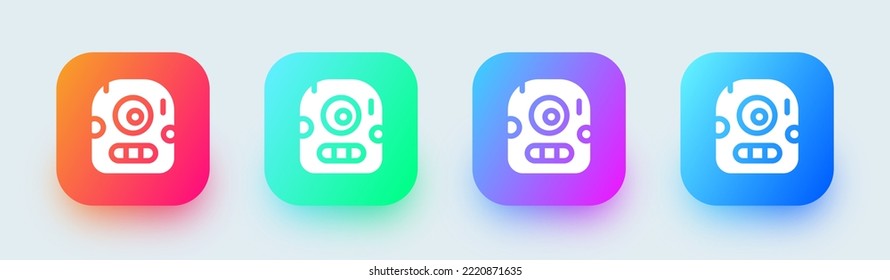 Monsters solid icon in square gradient colors. Cute character signs vector illustration.