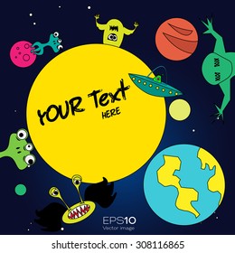 Monsters in the space vector art cover