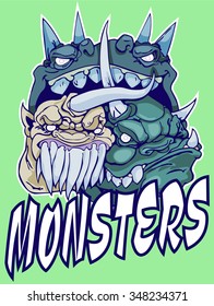 Monsters. Sticker. Cartoon monsters. 