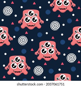Monsters three eye pattern illustrations