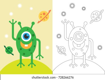 monsters vector cartoon for coloring book or page