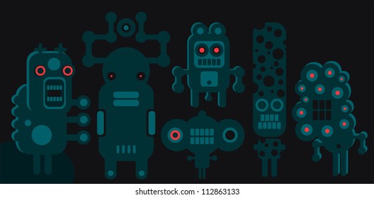 Monsters. Vector dark illustration.