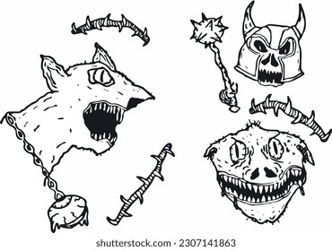 Monsters and Wires Art Vector Drawing