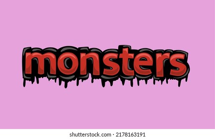 MONSTERS writing vector design on pink background