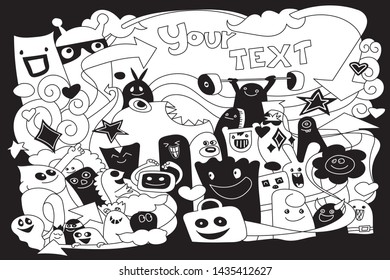 monsters,Your text themes Standing in front of the board  background, illustration