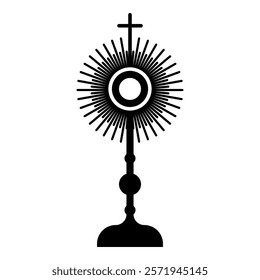 Monstrance Christi Sacrament of the eucharist icon black color vector illustration image flat style