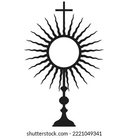 Monstrance silhouette, sacrament of the eucharist, holy communion, corpus christi, vector