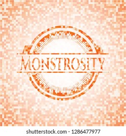Monstrosity abstract orange mosaic emblem