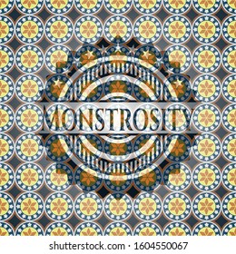 Monstrosity arabic emblem background. Arabesque decoration.