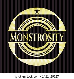 Monstrosity gold emblem. Vector Illustration. Detailed.