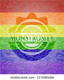 Monstrosity on mosaic background with the colors of the LGBT flag