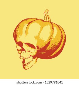 Monstrous cranium with open jaws.