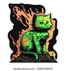 Un monstruoso gato verde con un contorno de corte para hacer pegatinas. Perfecto para diseños espeluznantes y juguetones. ¡Obtén el archivo vectorial ahora!
