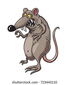 Monstrous Rat Cartoon Image. Artistic Freehand Drawing.