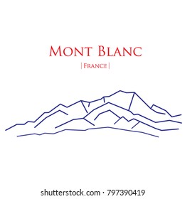 Mont Blanc. Alps. Vector illustration. France