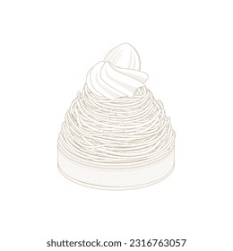 Mont Blanc Cake Dessert Simple Cartoon Illustration Logo