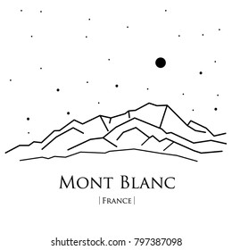 Mont Blanc. Mountains. Alps. France. Vector illustration