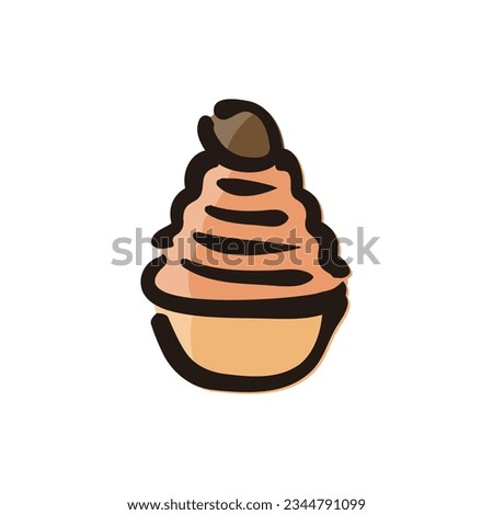 Mont Blanc - Sweets and cake illustration (Hand-drawn line, colored version)