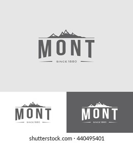 Mont Logo with Mountain Icon Retro Design Template