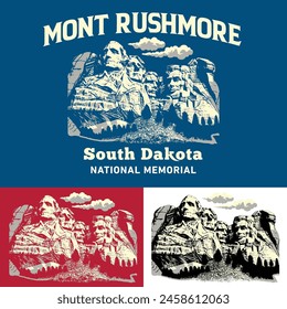 Mont Rushmore Dakota del Sur, el mejor Vector conmemorativo nacional para t-short o insignia y patrón 