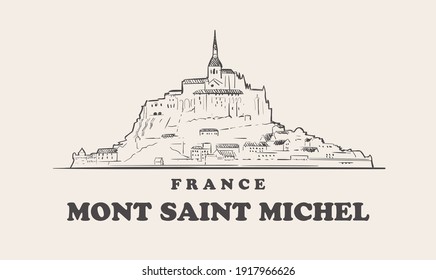 Mont Saint michel skyline, franz. handgezeichnet Skizze