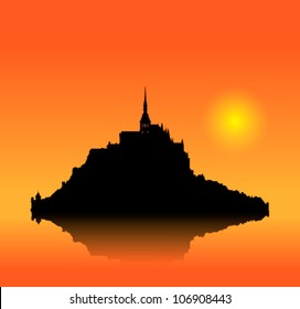 Mont Saint Michel vector silhouette. EPS10