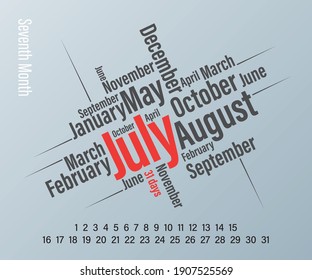 Mont Text composition as monthly calendar