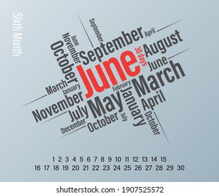 Mont Text composition as monthly calendar