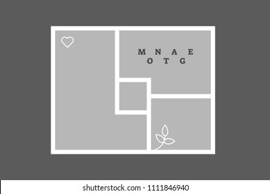 Montage collage photo frame decorative composition blank template, vector wall frame design.