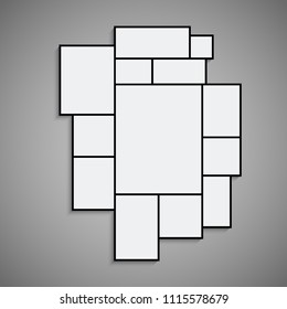Montage collage photo frame template. Image picture background montage poster design.