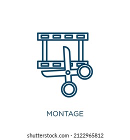 montage icon. Thin linear montage outline icon isolated on white background. Line vector montage sign, symbol for web and mobile