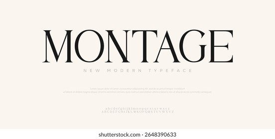 Montagem mínimo luxo logotipo fonte alfabeto. Tipografia elegante moderno serif italic fontes decorativo casamento vintage retro logos. ilustração vetorial
