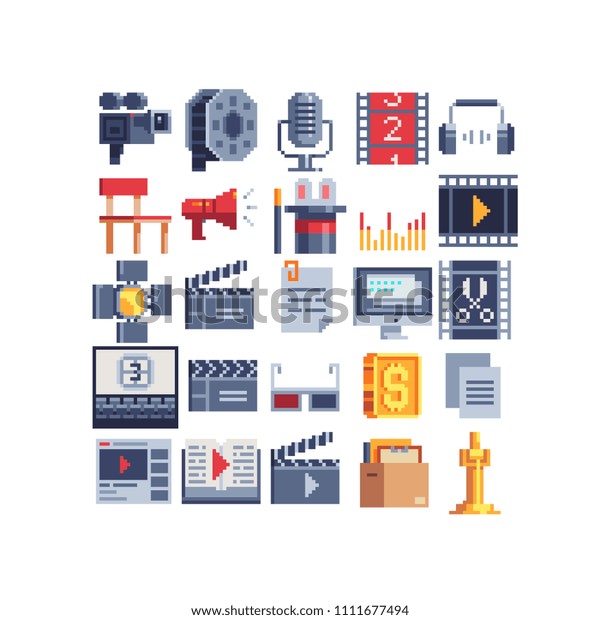 Montage Movie Cinema Pixel Art 80s Stock Vector Royalty