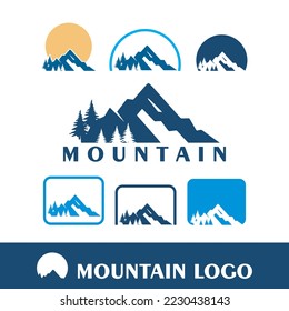 MONTAIN LOGO, great silhouette of blue mount view vector illustrations