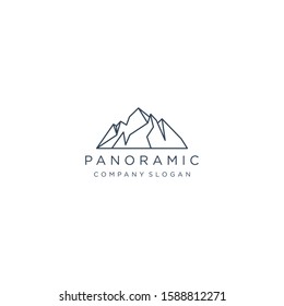 Montain Logo Vector With Monoline Style 