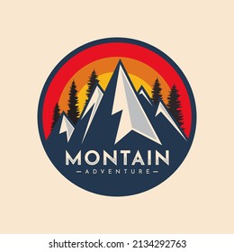 montain logo vector with monoline style