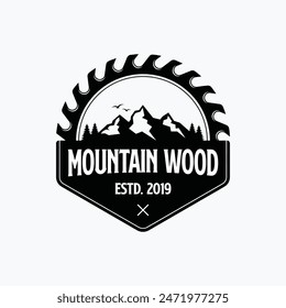 montain sawmill logo. white background