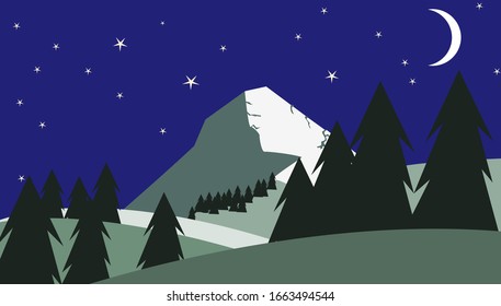 Montain snow landscape illustration flat