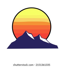 Montain sunset, montain vector template