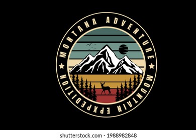 montana adventure mountain expedition color green cream and red