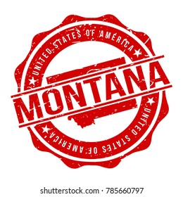 Montana America Original Stamp Design Vector Art Tourism Souvenir Round.