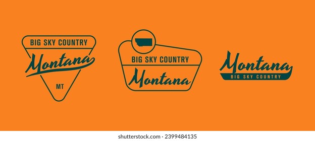 Montana - Gran País del Cielo. Logo del estado de Montana, etiqueta, afiche. Afiche de época. Imprimir para camisetas, tipografía. Ilustración del vector